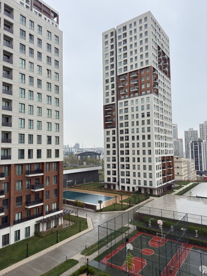 Mastering the First Impression: Your intriguing post title goes here Modern high-rise buildings with basketball courts and pool in urban residential area.